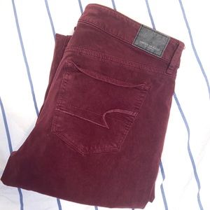 maroon american eagle skinny jeans